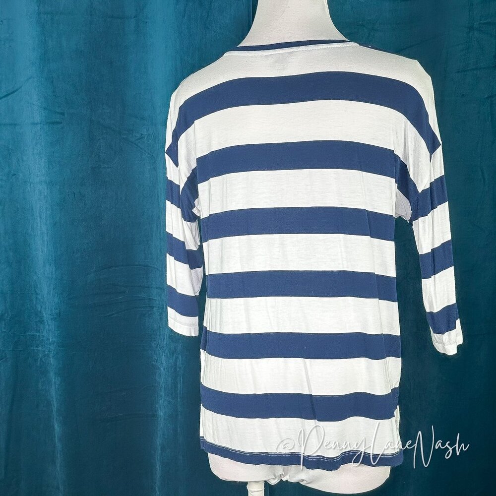 Banana Republic Striped Relaxed Pocket Tee XS Navy/White - Picture 9 of 10